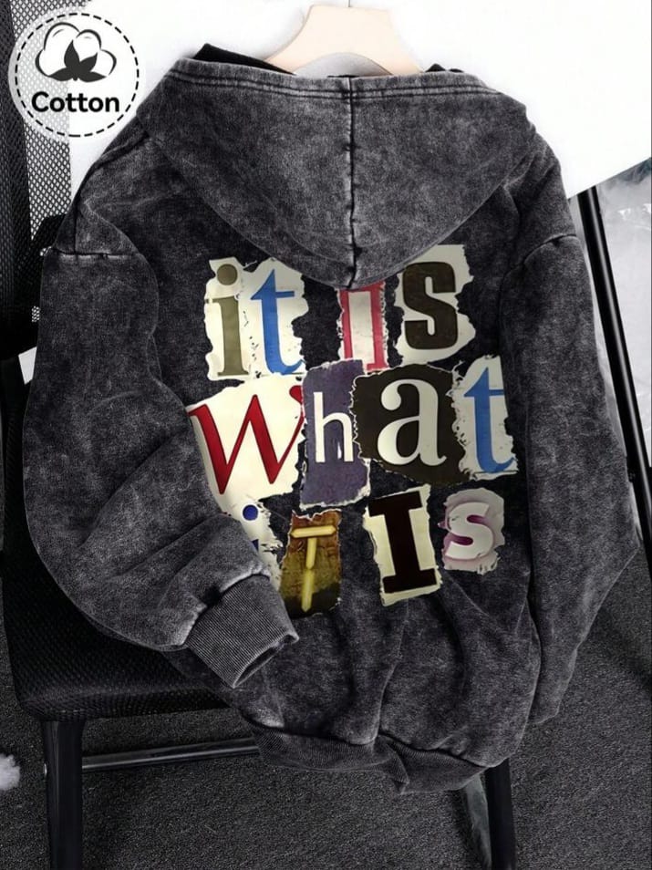 URBAN-UNCLE Autumn And Winter "It Is What It Is" Stylish Back Pattern Me's Hoodie